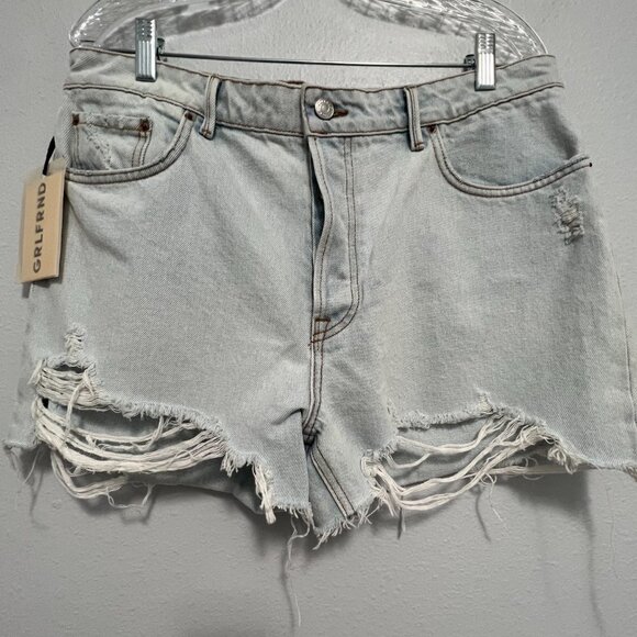 GRLFRND The Helena High Rise Cut Off Premium Denim Shorts Women’s 31 NWT - Picture 1 of 8